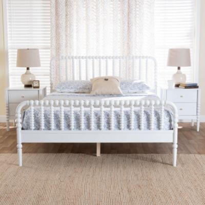 Baxton Studio Lucera Black Twin 3-Piece Bobbin Bedroom Set, White, Full