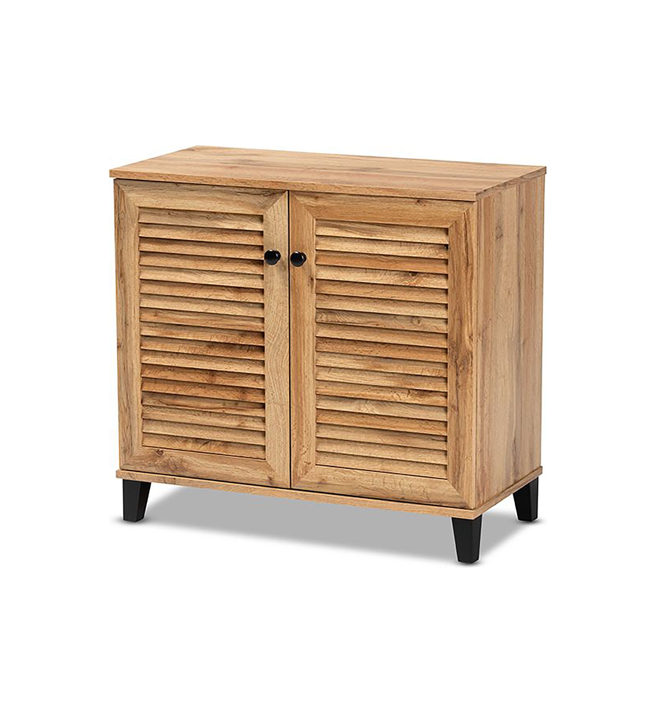 Coolidge Modern and Contemporary Oak Brown Finished Wood 2-Door Shoe Storage Cabinet