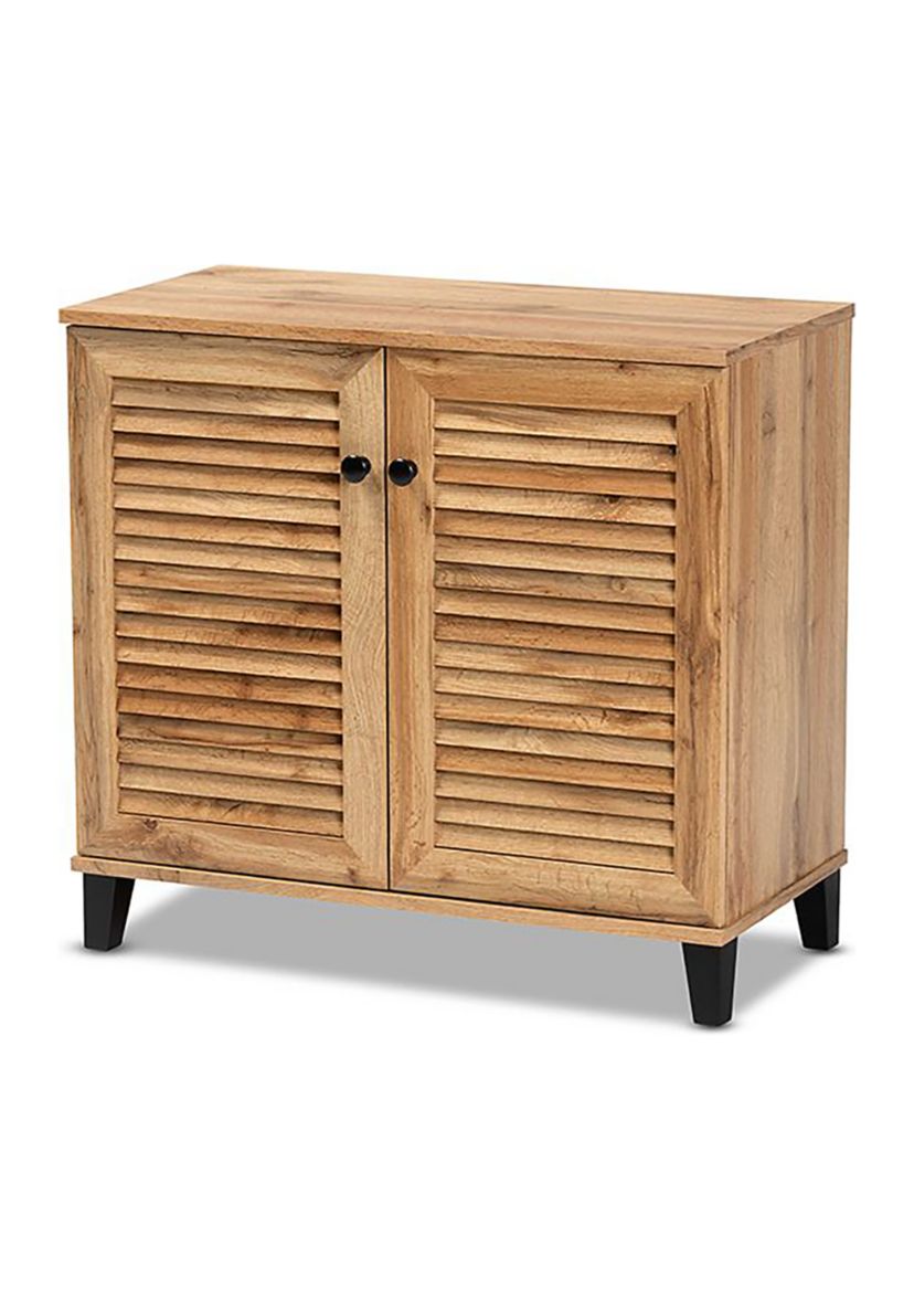 Coolidge Modern and Contemporary Oak Brown Finished Wood 2-Door Shoe Storage Cabinet