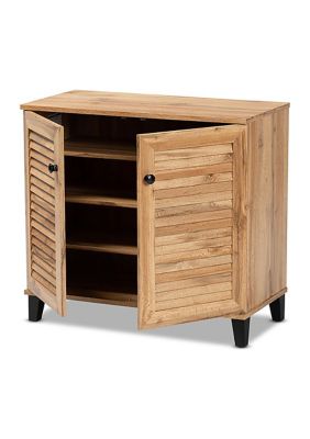 Coolidge Modern and Contemporary Oak Brown Finished Wood -Door Shoe Storage Cabinet