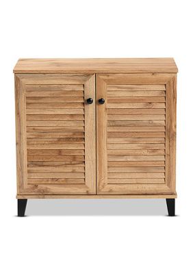 Coolidge Modern and Contemporary Oak Brown Finished Wood -Door Shoe Storage Cabinet