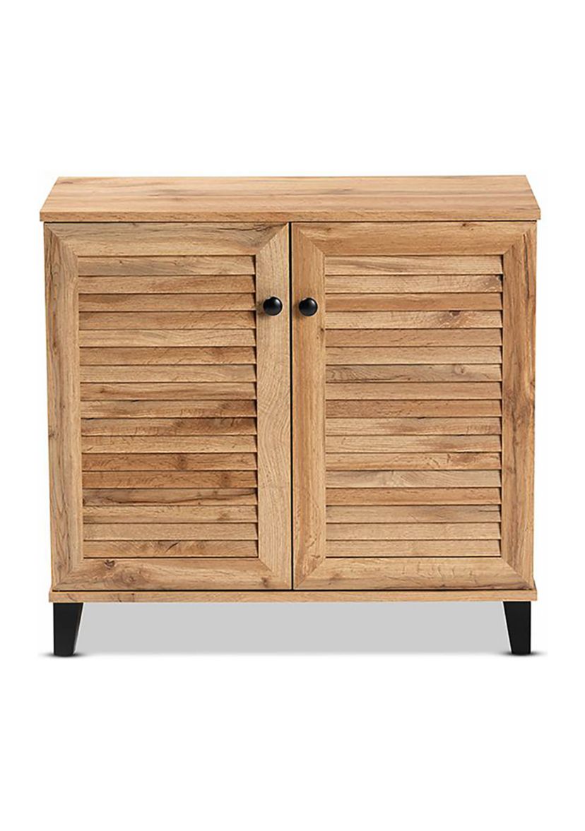 Coolidge Modern and Contemporary Oak Brown Finished Wood 2-Door Shoe Storage Cabinet