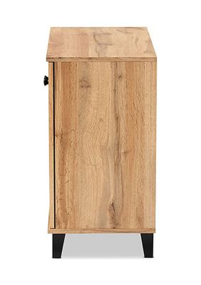 Coolidge Modern and Contemporary Oak Brown Finished Wood -Door Shoe Storage Cabinet