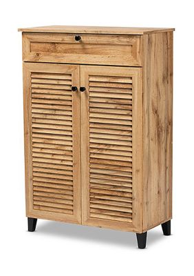 Coolidge Modern and Contemporary Oak Brown Finished Wood 5-Shelf Shoe Storage Cabinet