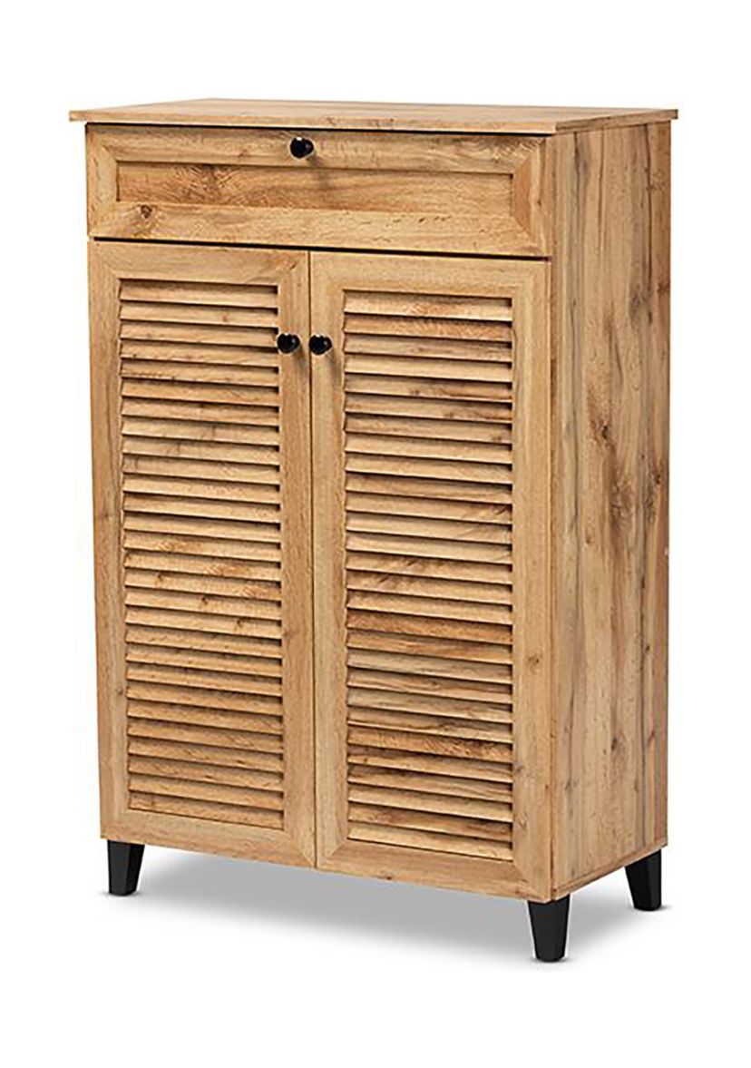 Coolidge Modern and Contemporary Oak Brown Finished Wood 5-Shelf Shoe Storage Cabinet