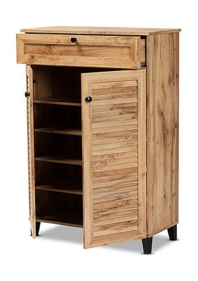 Coolidge Modern and Contemporary Oak Brown Finished Wood 5-Shelf Shoe Storage Cabinet