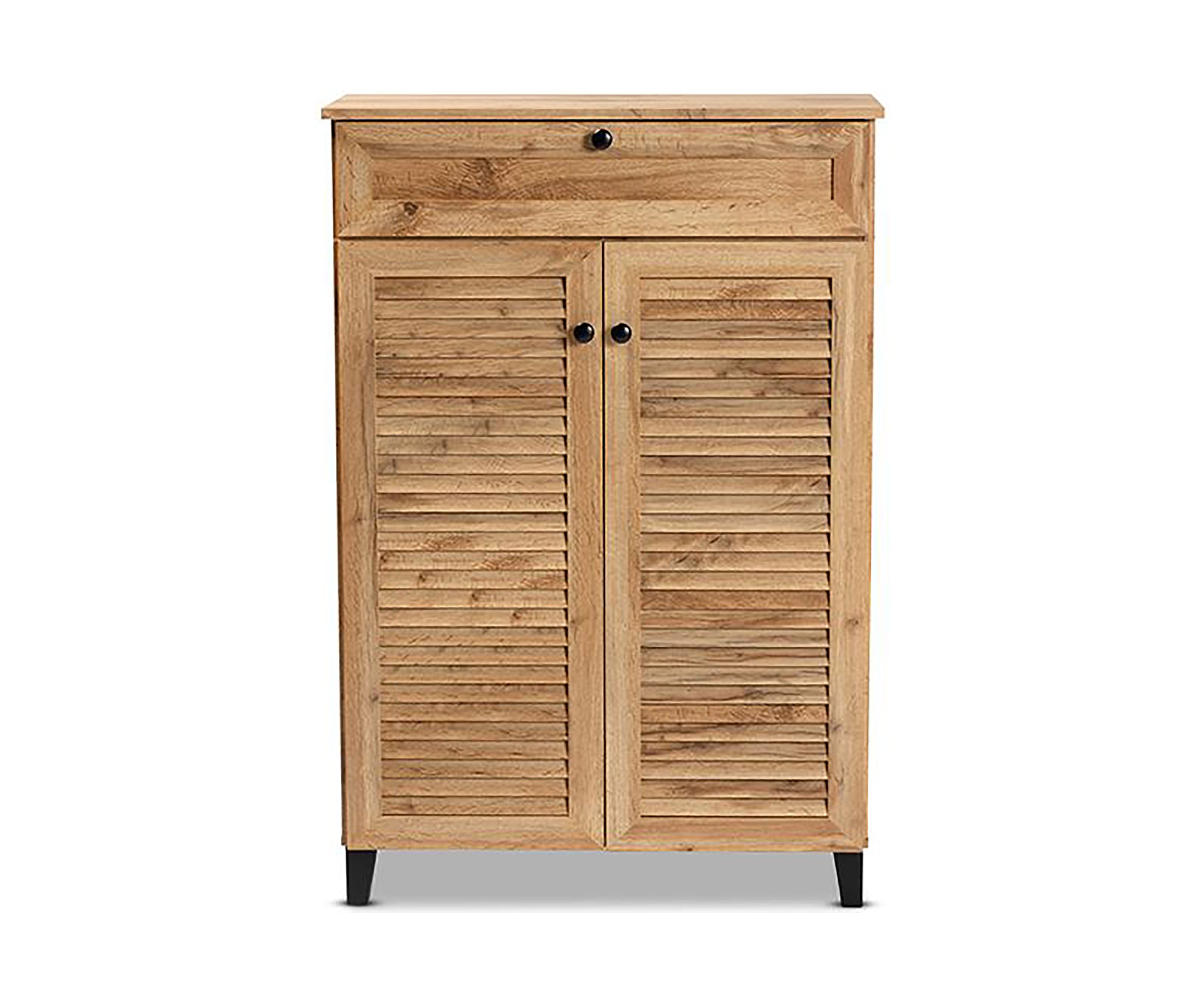 Coolidge Modern and Contemporary Oak Brown Finished Wood 5-Shelf Shoe Storage Cabinet