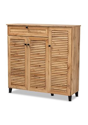 Coolidge Modern and Contemporary Oak Brown Finished Wood 3-Door Shoe Storage Cabinet with Drawer