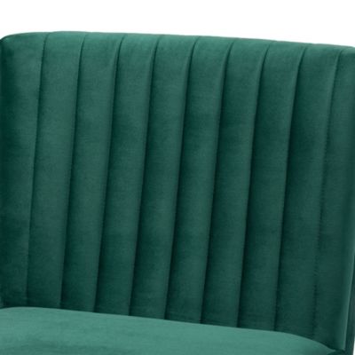 Alvis Mid-Century Modern Emerald Green Velvet Upholstered and Walnut Brown Finished Wood Dining Chair