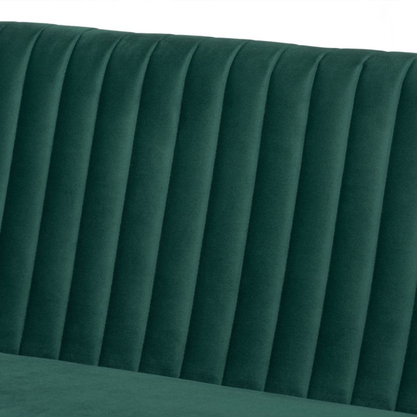 Alvis Mid-Century Modern Emerald Green Velvet Upholstered and Walnut Brown Finished Wood 2-Piece Dining Nook Banquette Set