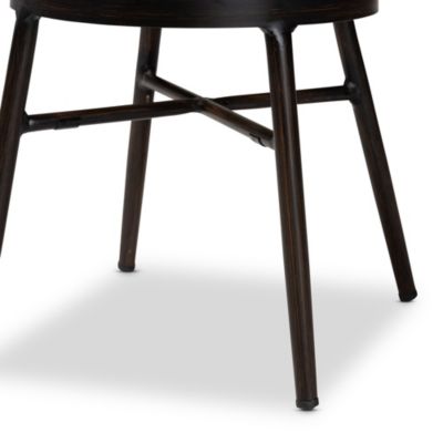 Thalia Mid-Century Modern Dark Brown Finished Metal and Synthetic Rattan Outdoor Dining Chairs