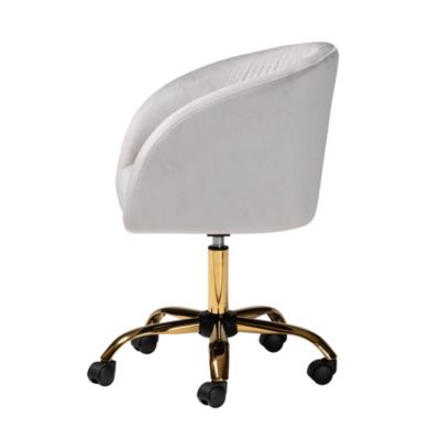 Ravenna Contemporary Glam and Luxe Grey Velvet Fabric and Gold Metal Swivel Office Chair