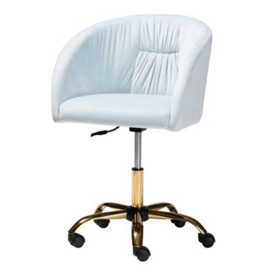 Ravenna Contemporary Glam and Luxe Aqua Velvet Fabric and Gold Metal Swivel Office Chair