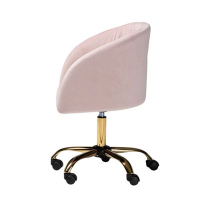 Ravenna Contemporary Glam and Luxe Blush Pink Velvet Fabric and Gold Metal Swivel Office Chair