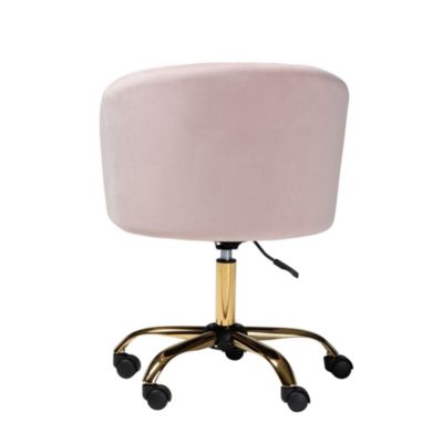 Ravenna Contemporary Glam and Luxe Blush Pink Velvet Fabric and Gold Metal Swivel Office Chair