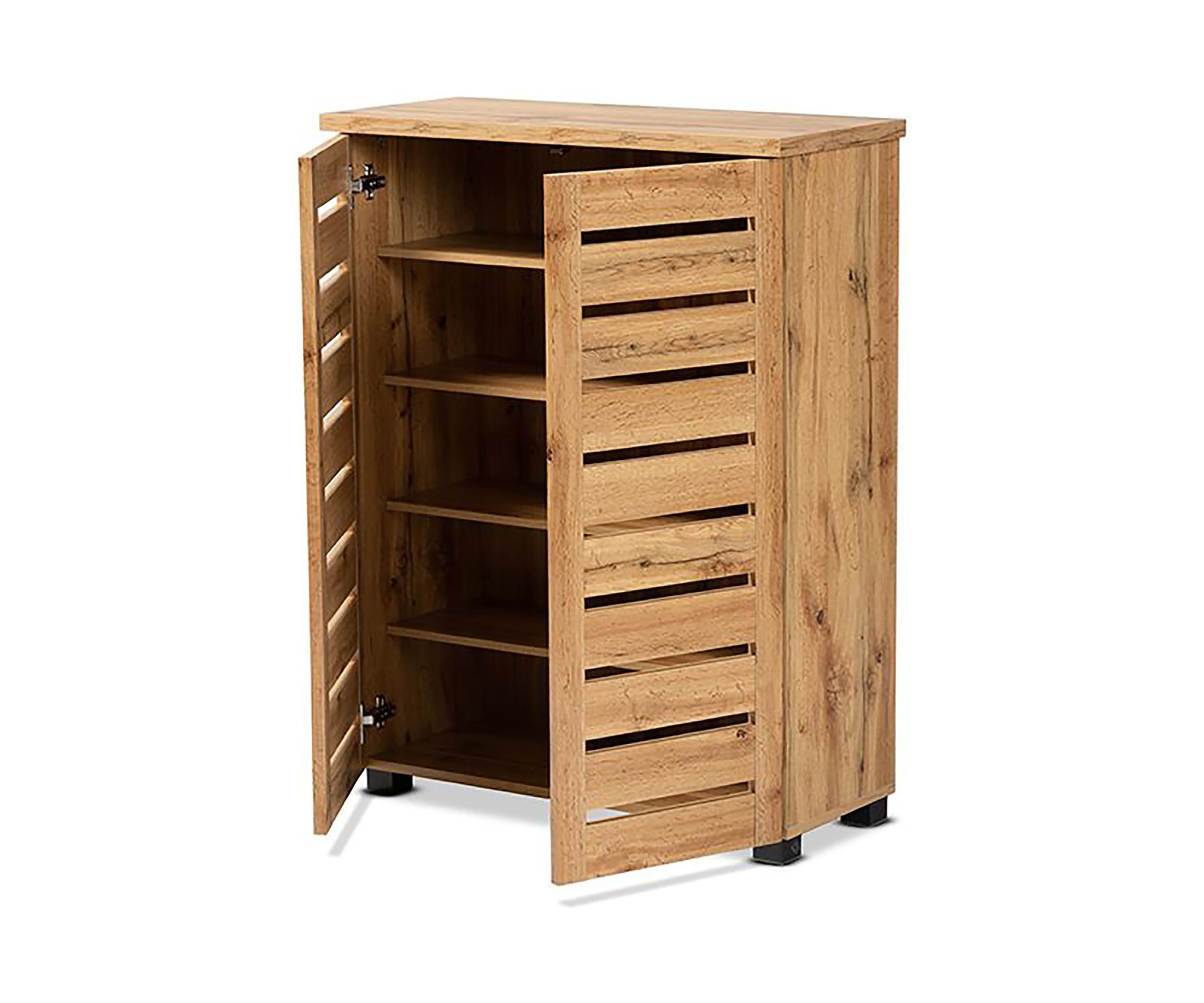Adalwin Modern and Contemporary Oak Brown Finished Wood 2-Door Shoe Storage Cabinet