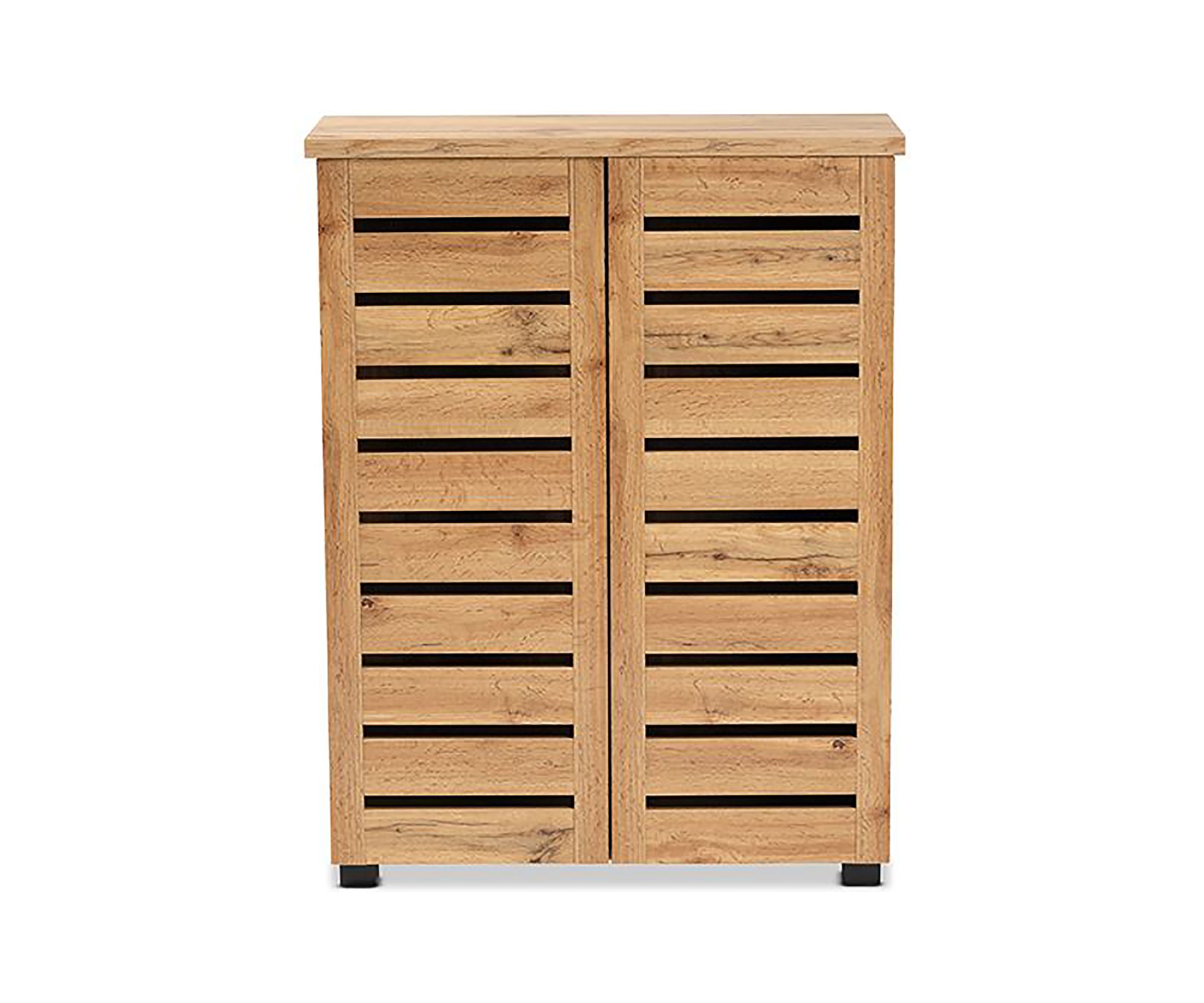 Adalwin Modern and Contemporary Oak Brown Finished Wood 2-Door Shoe Storage Cabinet
