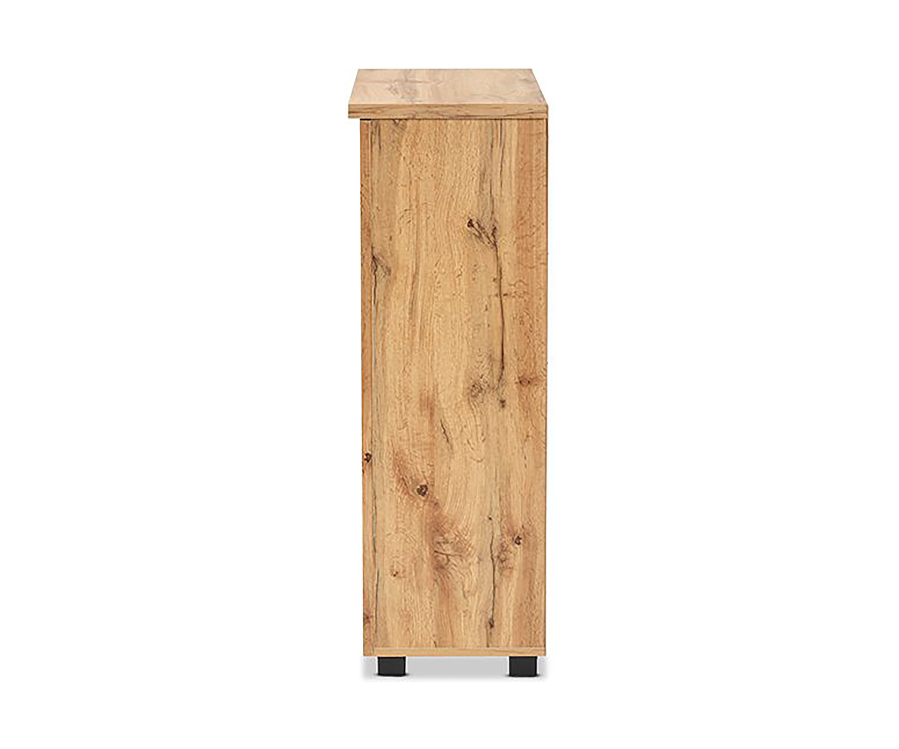 Adalwin Modern and Contemporary Oak Brown Finished Wood 2-Door Shoe Storage Cabinet