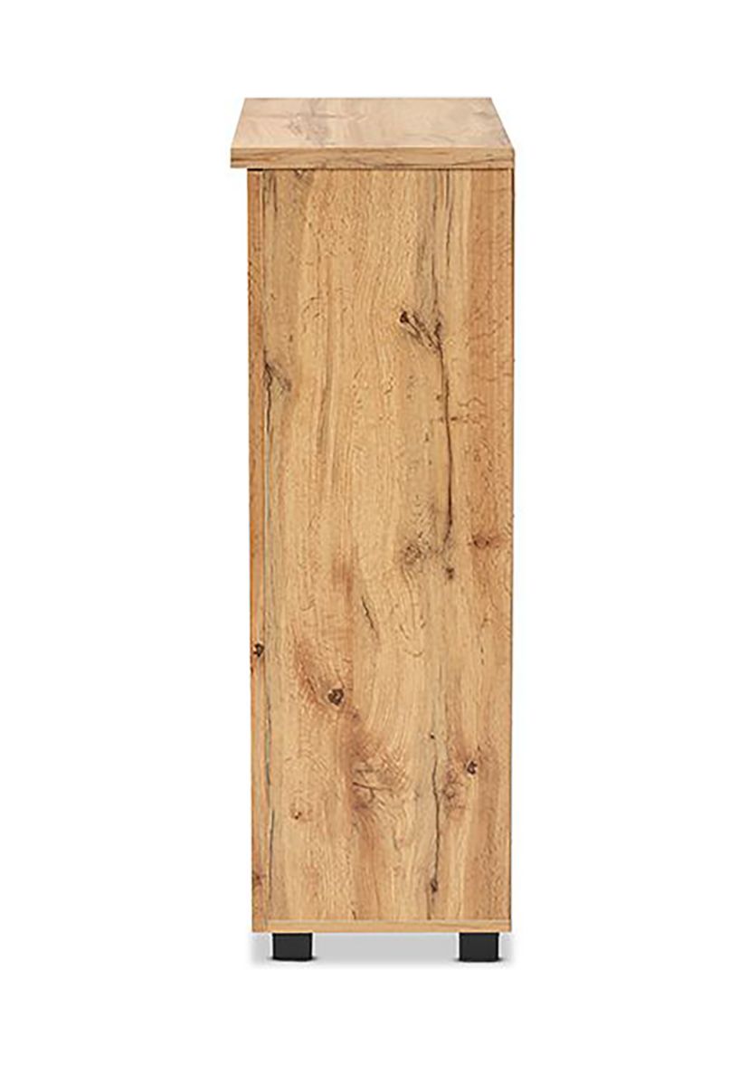 Adalwin Modern and Contemporary Oak Brown Finished Wood 2-Door Shoe Storage Cabinet