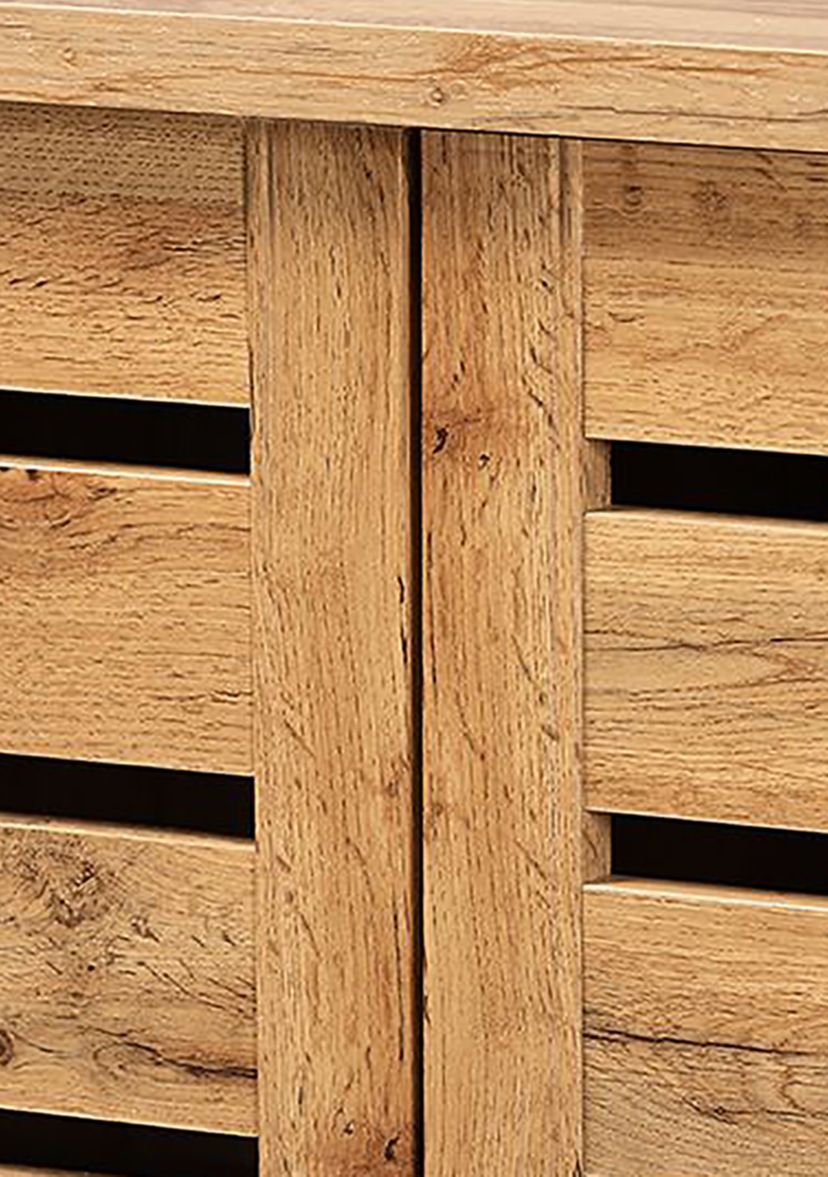 Adalwin Modern and Contemporary Oak Brown Finished Wood 2-Door Shoe Storage Cabinet