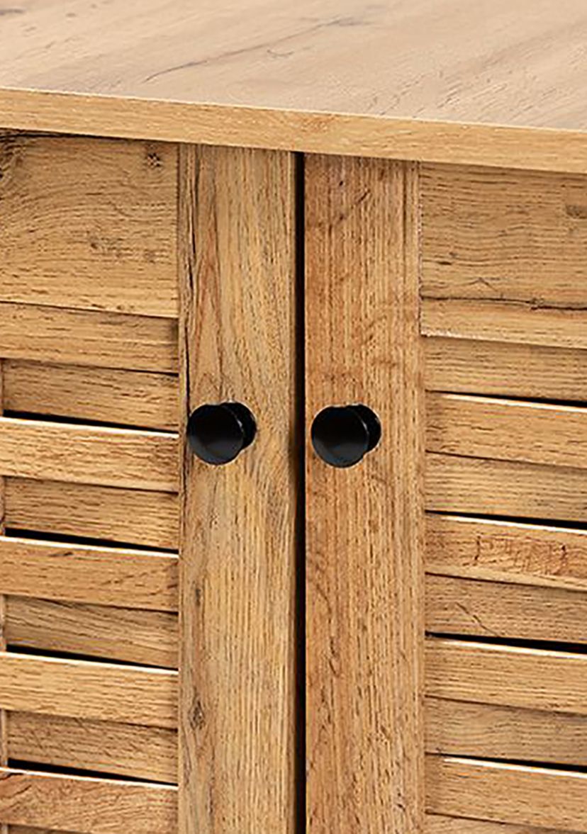 Winda Modern and Contemporary Oak Brown Finished Wood 2-Door Shoe Cabinet