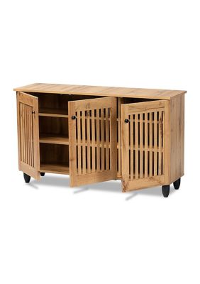 Fernanda Modern and Contemporary Oak Brown Finished Wood 3-Door Shoe Cabinet