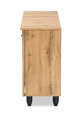 Fernanda Modern and Contemporary Oak Brown Finished Wood 3-Door Shoe Cabinet