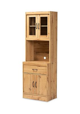 Laurana Modern and Contemporary Oak Brown Finished Wood Kitchen Cabinet and Hutch