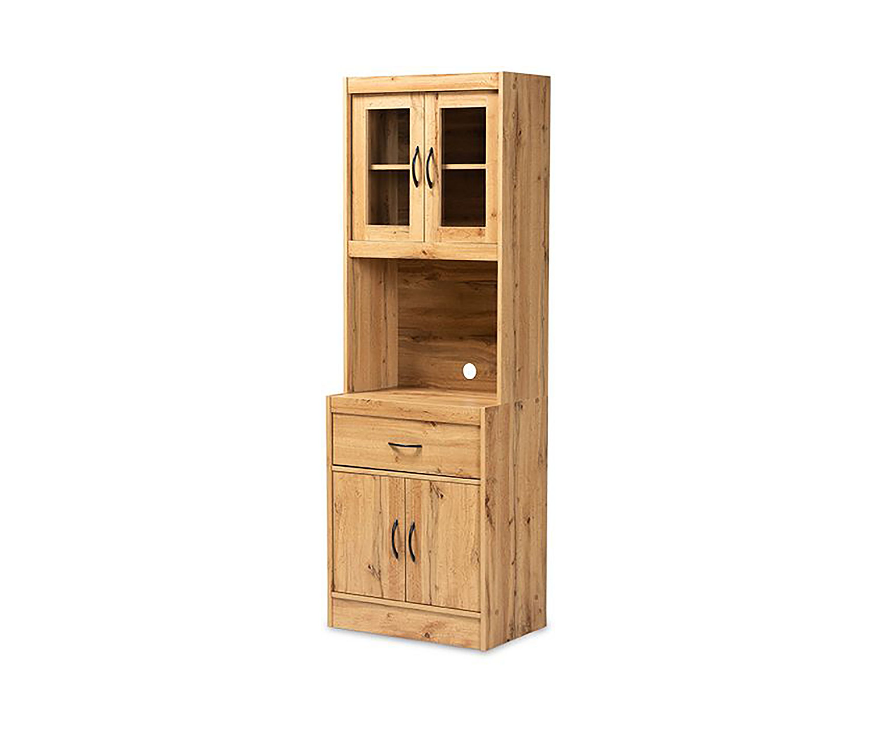 Laurana Modern and Contemporary Oak Brown Finished Wood Kitchen Cabinet and Hutch