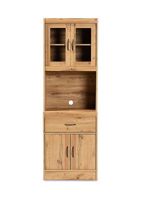 Laurana Modern and Contemporary Oak Brown Finished Wood Kitchen Cabinet and Hutch