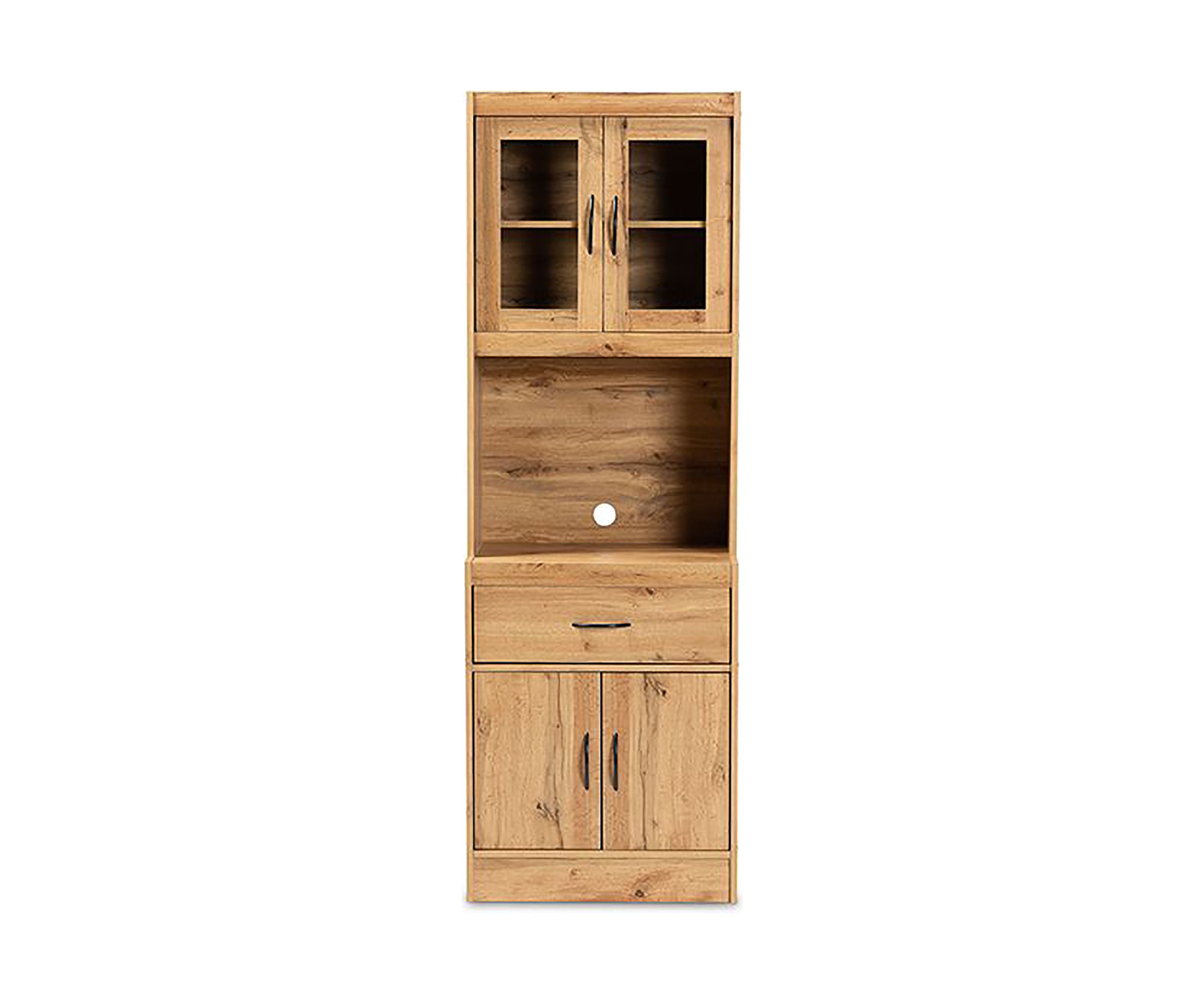 Laurana Modern and Contemporary Oak Brown Finished Wood Kitchen Cabinet and Hutch