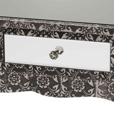 Wycliff Industrial Glam and Luxe Silver Finished Metal and Mirrored Glass 2-Drawer Console Table