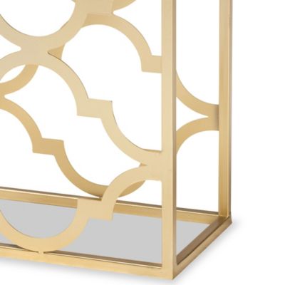 Calanthe Modern and Contemporary Gold Finished Metal Console Table with Marble Tabletop