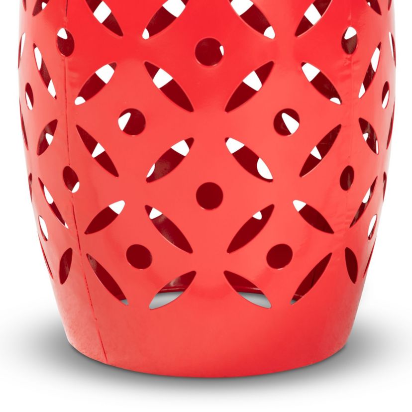 Hallie Modern and Contemporary Red Finished Metal Outdoor Side Table