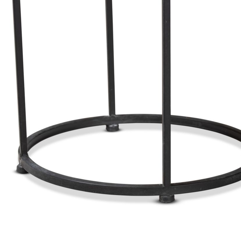 Kaden Modern and Contemporary Multi-Colored Glass and Black Metal Outdoor Side Table