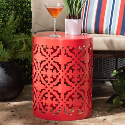 Jamila Modern and Contemporary Red Finished metal Outdoor Side Table