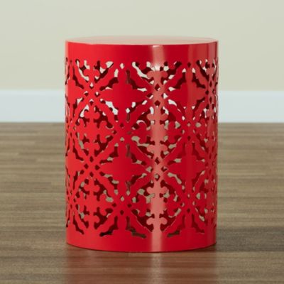 Jamila Modern and Contemporary Red Finished metal Outdoor Side Table