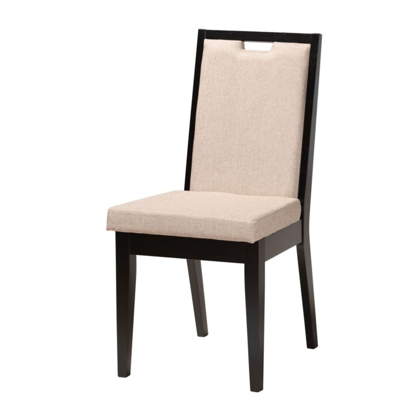 Eira Modern Sand Fabric and Dark Brown Finished Wood 5-Piece Dining Set