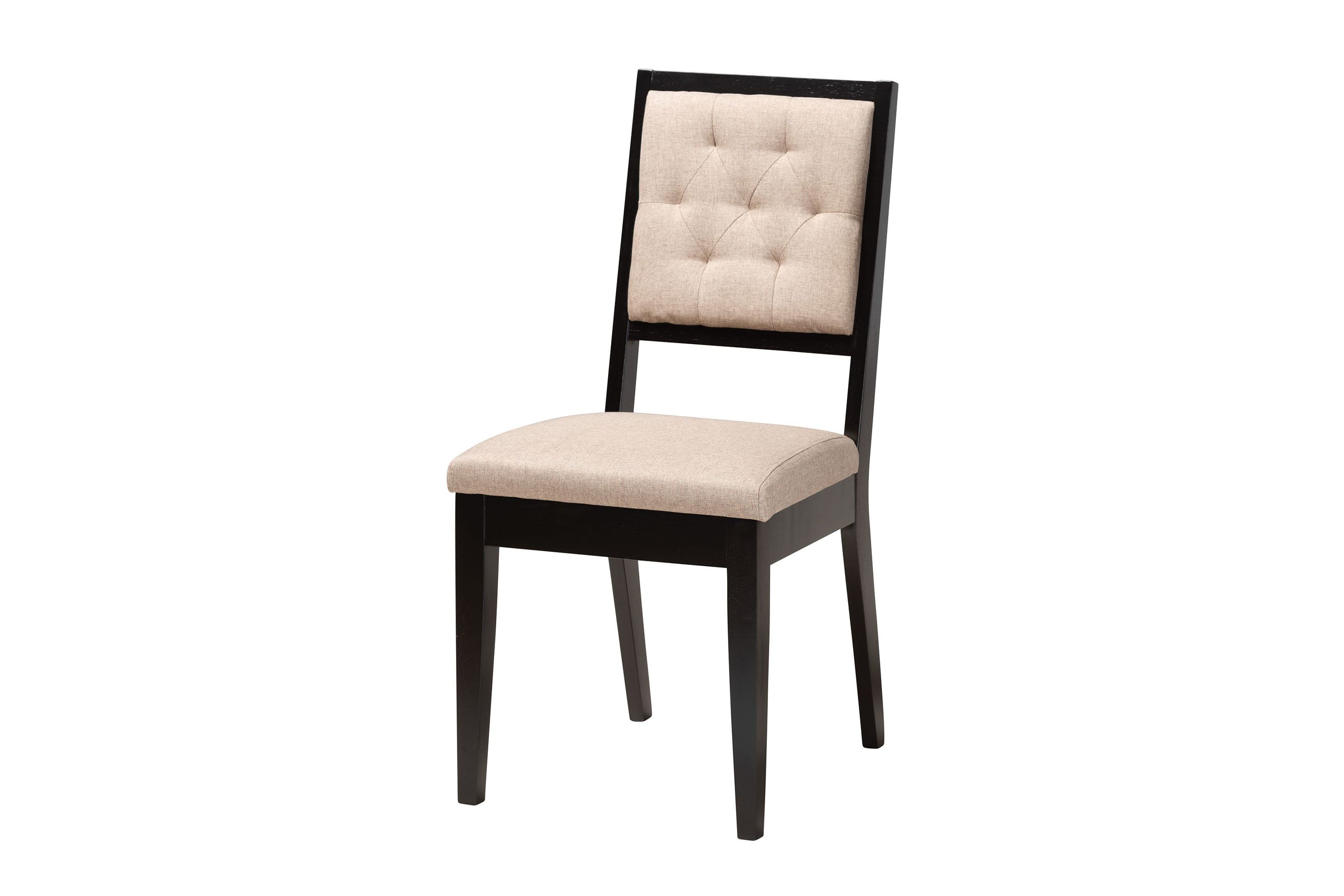 Kai Modern Sand Fabric and Dark Brown Finished Wood 5-Piece Dining Set