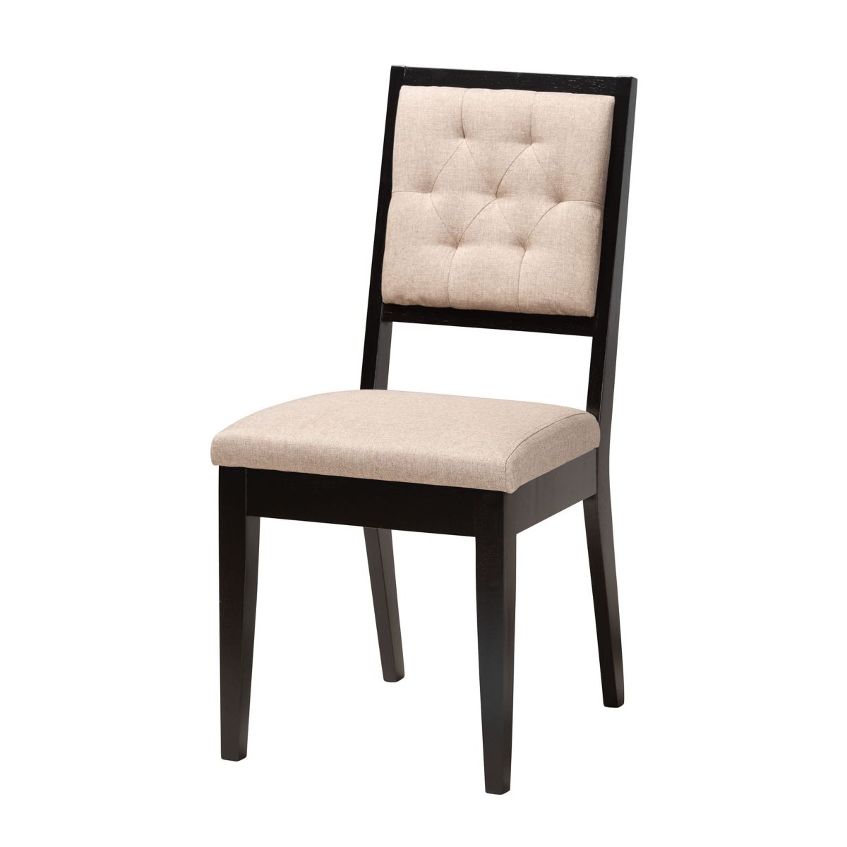 Noe Modern Sand Fabric and Dark Brown Finished Wood 5-Piece Dining Set