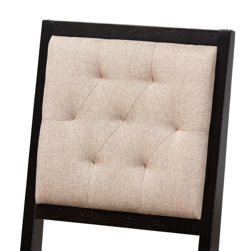 Noe Modern Sand Fabric and Dark Brown Finished Wood 5-Piece Dining Set