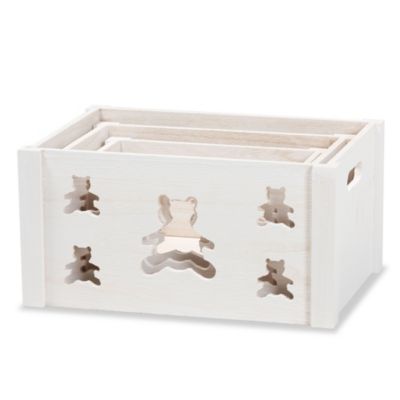 Sagen Modern and Contemporary White Finished Wood 3-Piece Storage Crate Set