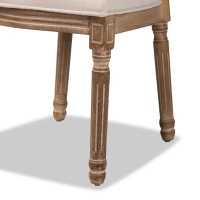 Louis Traditional French Inspired Beige Fabric Upholstered and Antique Brown Finished Wood Dining Chairs