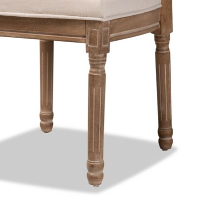 Louane Traditional French Inspired Beige Fabric Upholstered and Antique Brown Finished Wood Dining Chairs