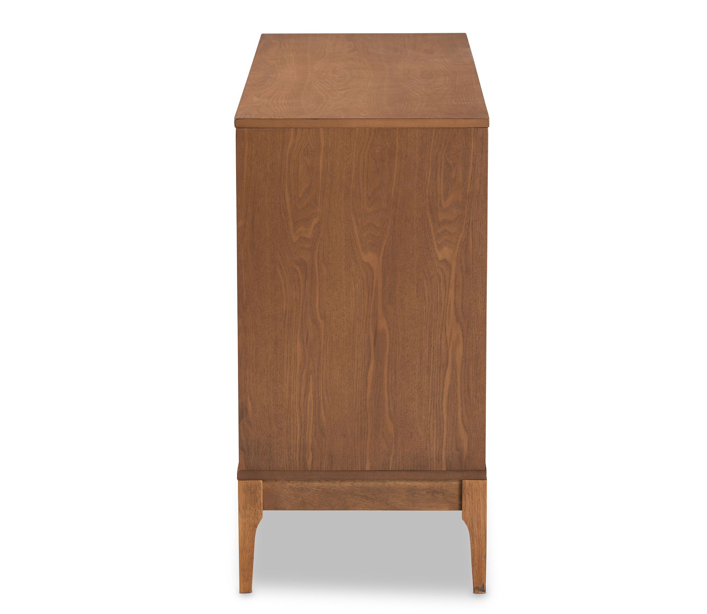 Ramiel Mid-Century Modern Ash Walnut Finished Wood and Rattan 6-Drawer Dresser