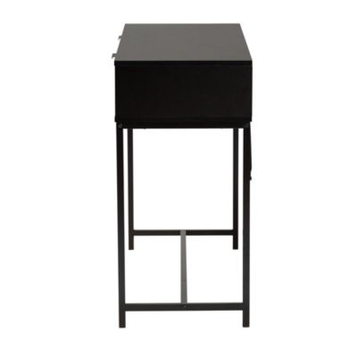 Jacinth Modern Industrial Two-Tone Black and Natural Brown Finished Wood and Black Metal 2-Drawer Console Table