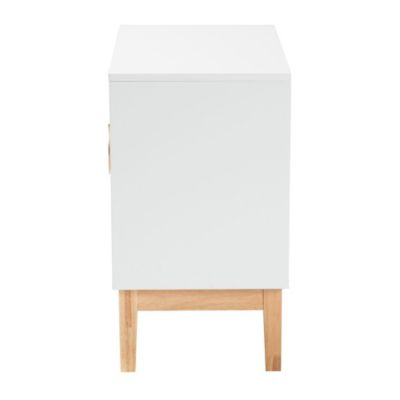 Kamana Modern and Contemporary Two-Tone White and Oak Brown Finished Wood and Gold Metal 2-Door Storage Cabinet