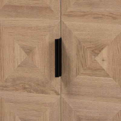 Darien Modern and Contemporary Natural Brown Finished Wood and Black Metal 2-Door Storage Cabinet