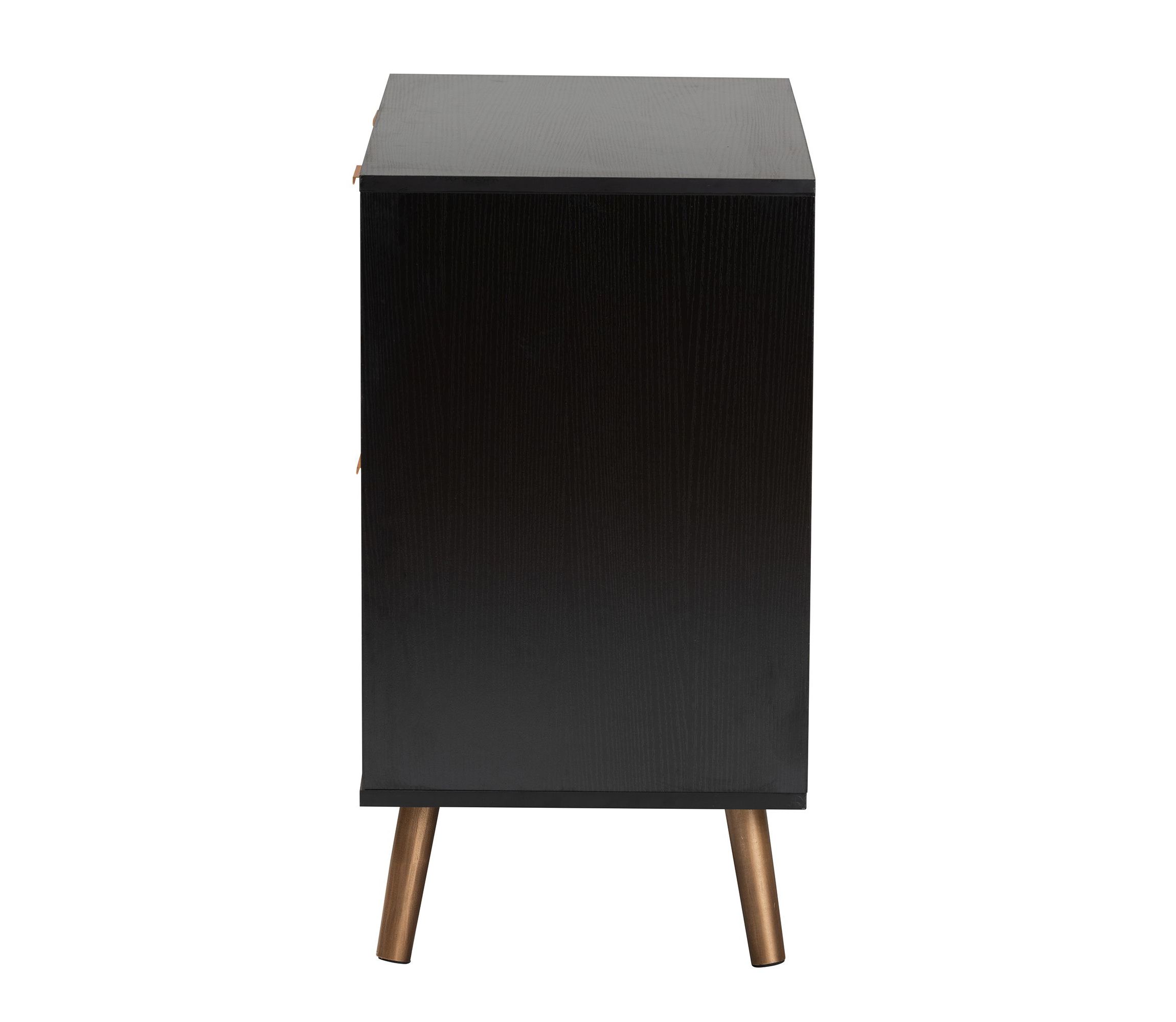Richardson Mid-Century Transitional Two-Tone Black and Natural Brown Finished Wood 2-Drawer Storage Cabinet