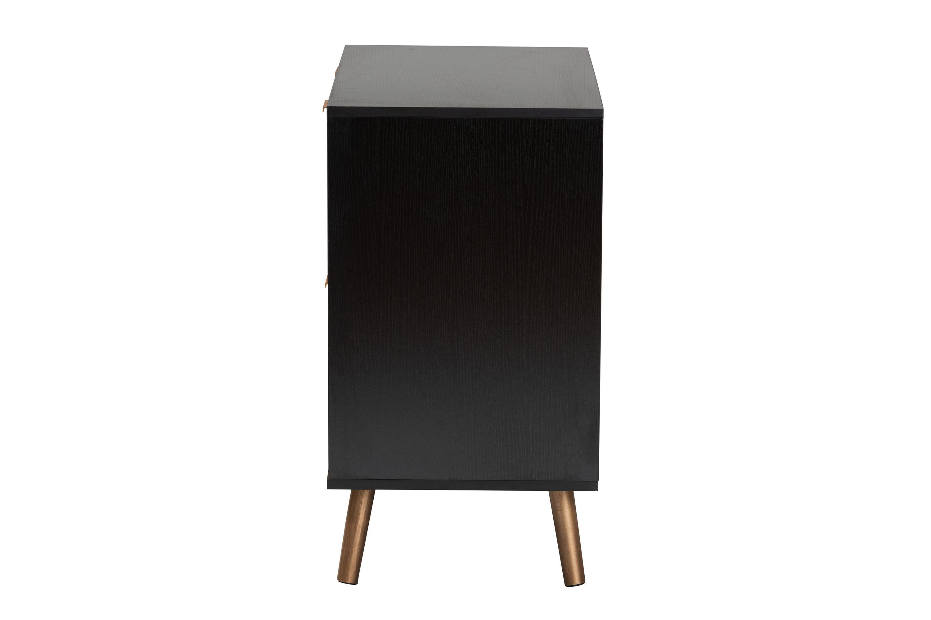 Richardson Mid-Century Transitional Two-Tone Black and Natural Brown Finished Wood 2-Drawer Storage Cabinet